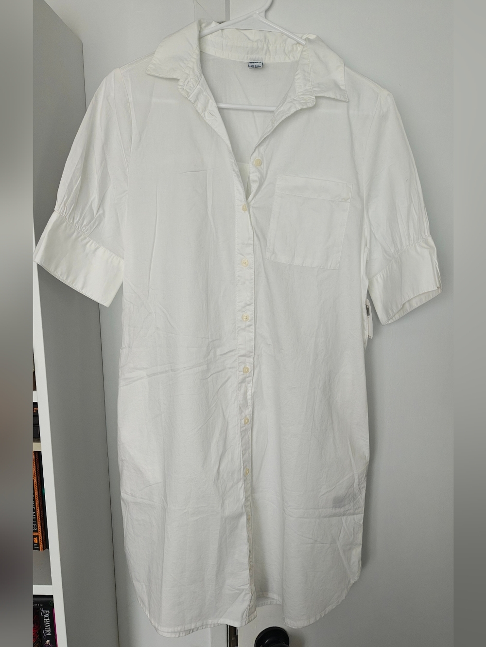 Old Navy White Short-Sleeve Button-Down Shirtdress Mini dress, Small, NWT